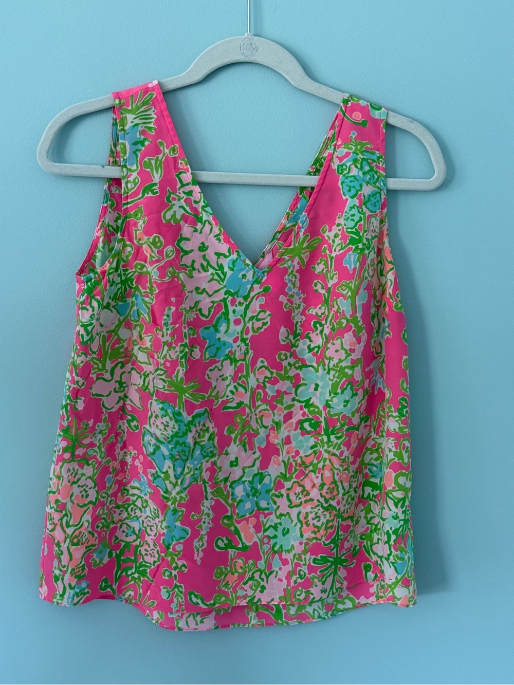 Lilly Pulitzer Silk Hot Pink Multicolor Floral V-Neck Camisole